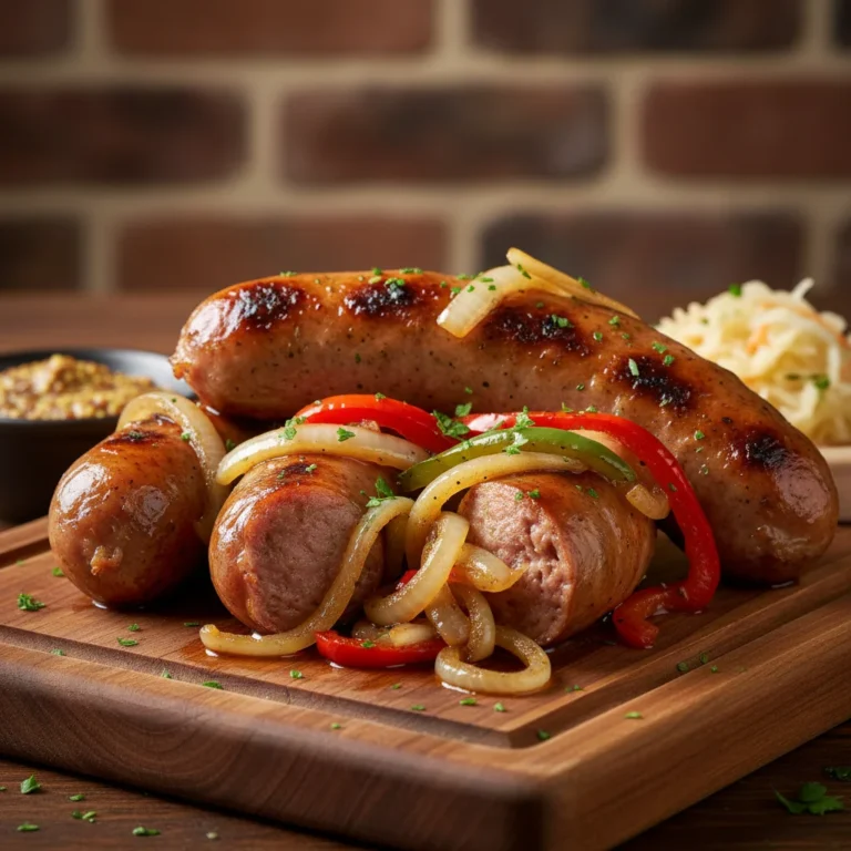Polish Sausages smothered in onions & bell peppers